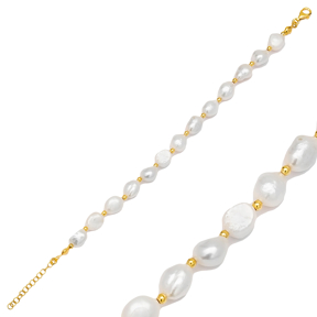 Dainty Pearl with Tiny Balls Charm Bracelet Wholesale Turkish 925 Sterling Silver Jewelry