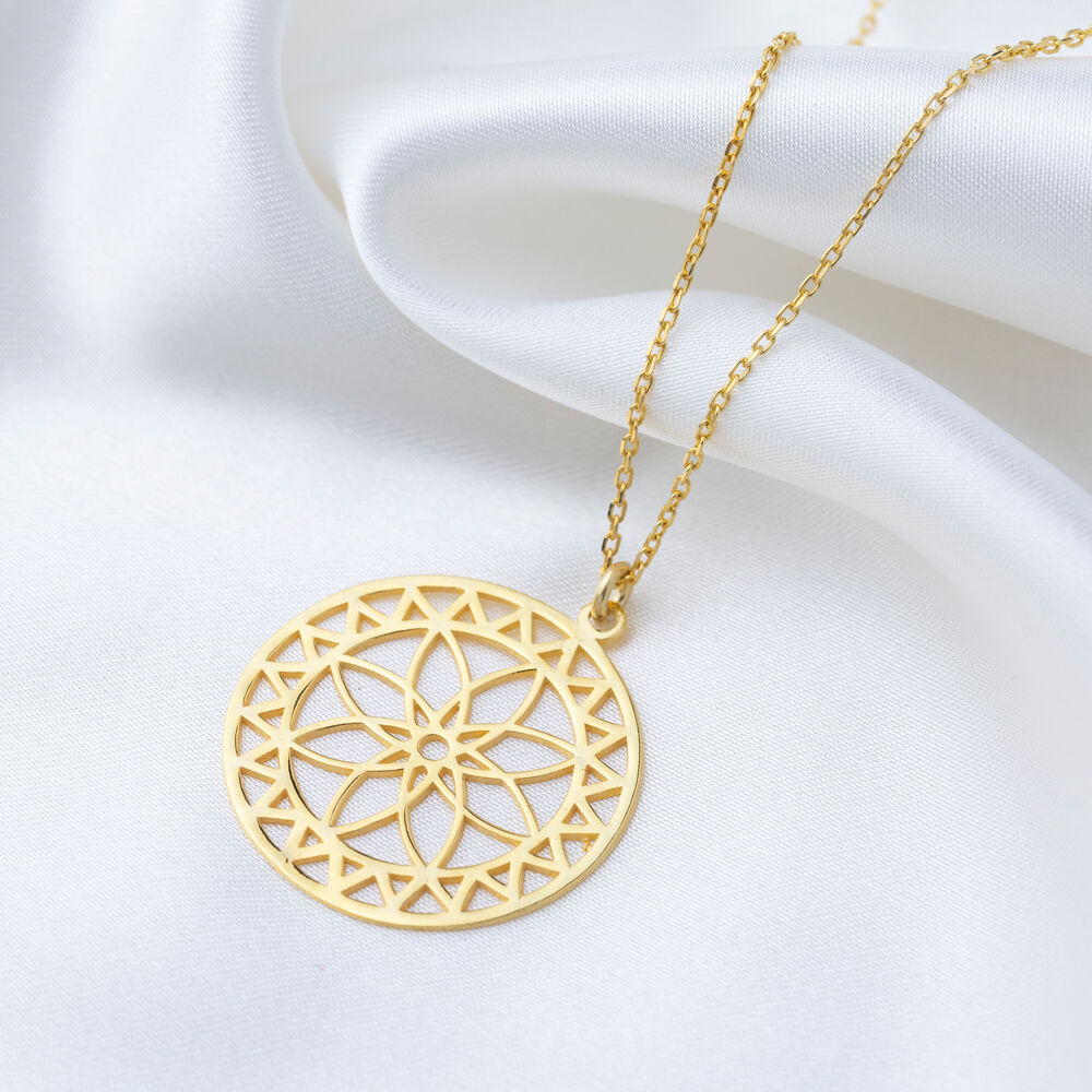 Plain Flower Design Tranditional Necklace Turkish Handmade Wholesale 925 Sterling Silver Jewelry