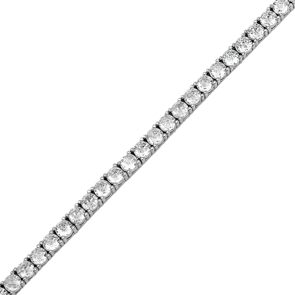 3.5 mm Round Zircon Stone Dainty Tennis Bracelet Turkish 925 Sterling Silver Jewelry