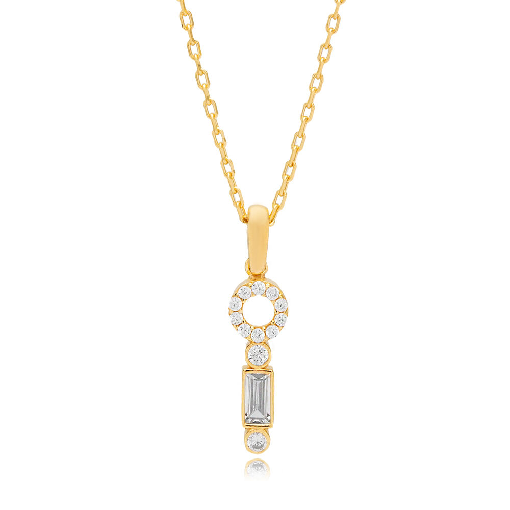 Minimalist Baguette Zircon Stone Hollow Design Charm Necklace 925 Sterling Silver Jewelry