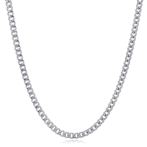 Gourment Rhodium Plated Chain Necklace Silver Jewelry