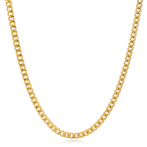 Gourment Gold Plated Chain Necklace 925 Silver Jewelry