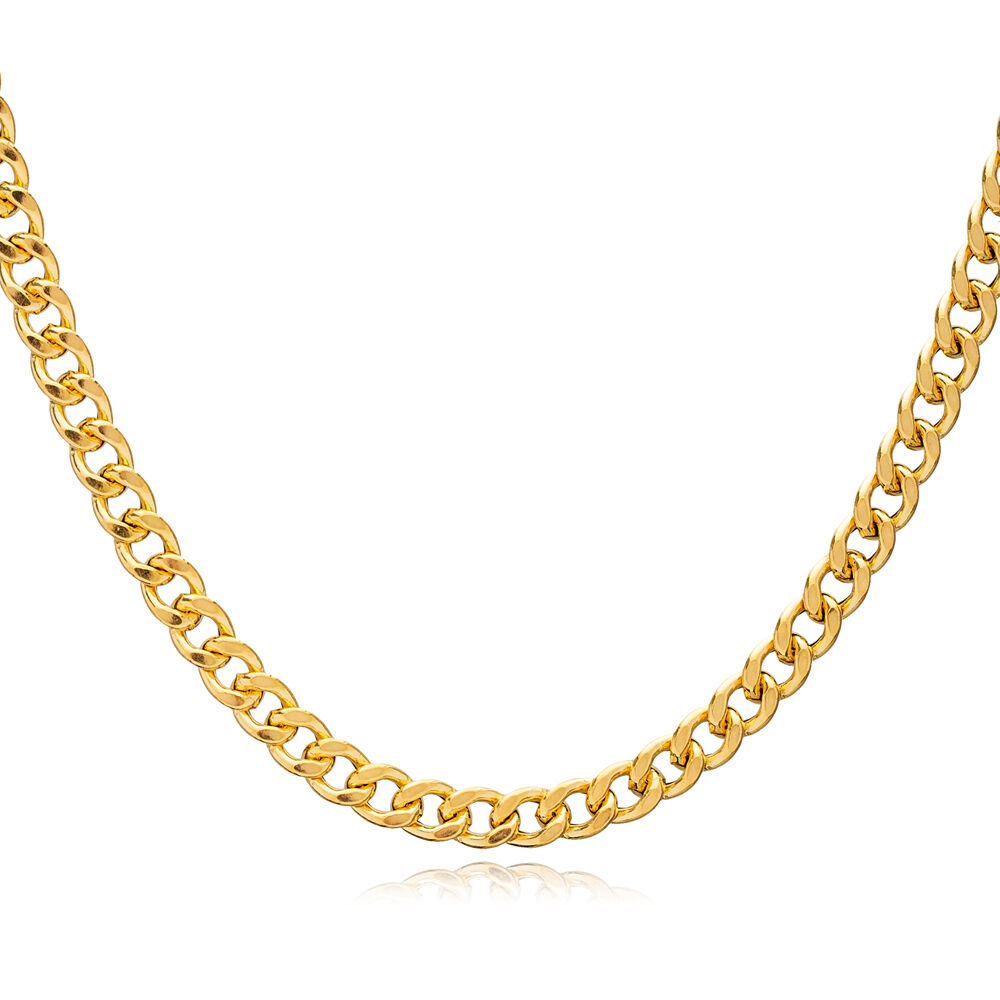 Gourment Gold Plated Chain Necklace 925 Silver Jewelry