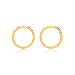 22K Gold Plated Silver Minimalistic Hollow Design Vintage Stud Earrings Handcrafted Wholesale 925 Sterling Silver Jewelry