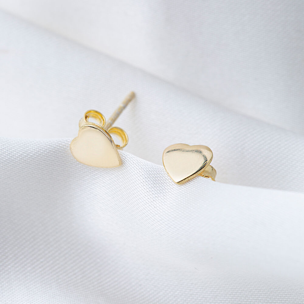 Plain Heart Design Threader Earrings Turkish Handmade Wholesale 925 Sterling Silver Jewelry