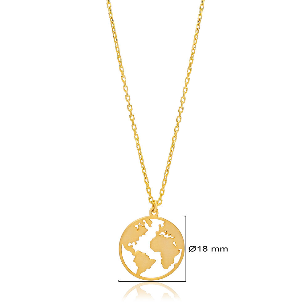 Plain Earth Design Charm Necklace Turkish Handcrafted Wholesale 925 Sterling Silver Jewelry