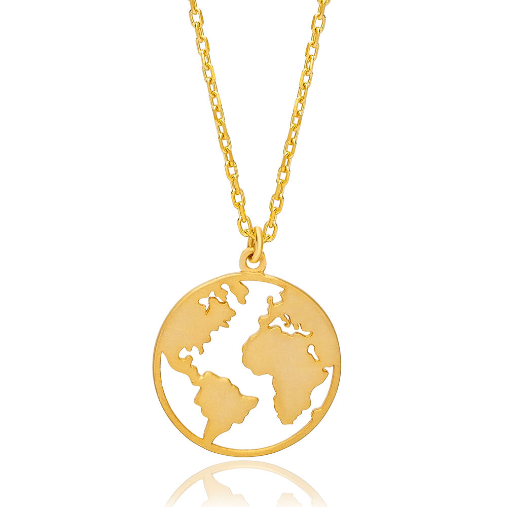 Plain Earth Design Charm Necklace Turkish Handcrafted Wholesale 925 Sterling Silver Jewelry