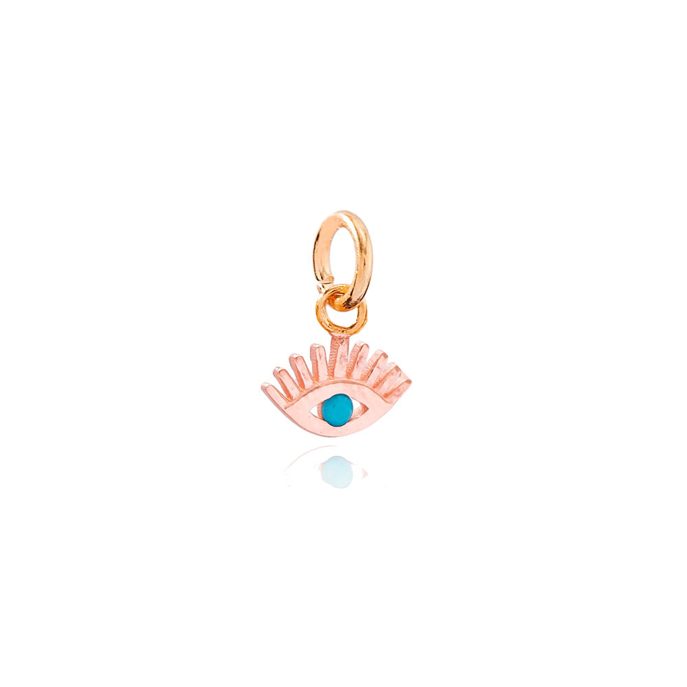 Evil Eye Design Turquoise Stone Charm Turkish Handmade Wholesale 925 Sterling Silver Jewelry