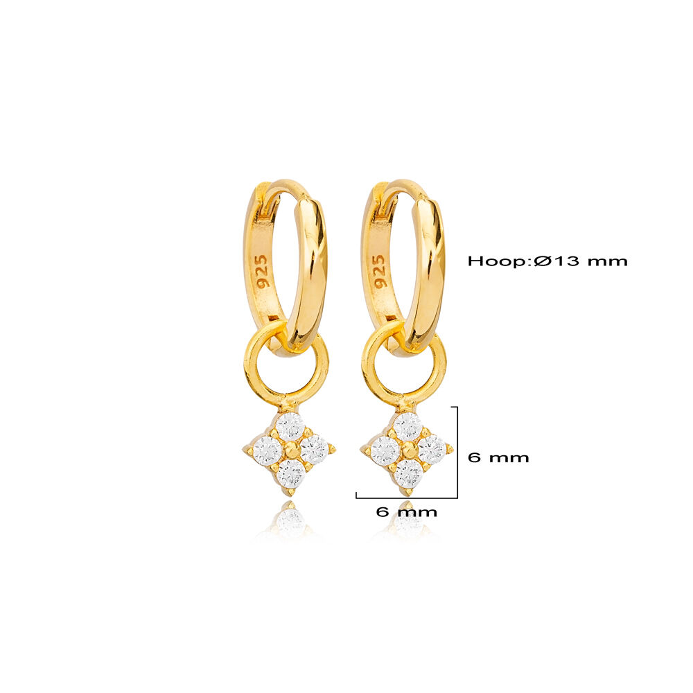 Clear Zircon Stone Geometric Shape Dangle Earrings Turkish Handmade Wholesale 925 Sterling Silver Jewelry