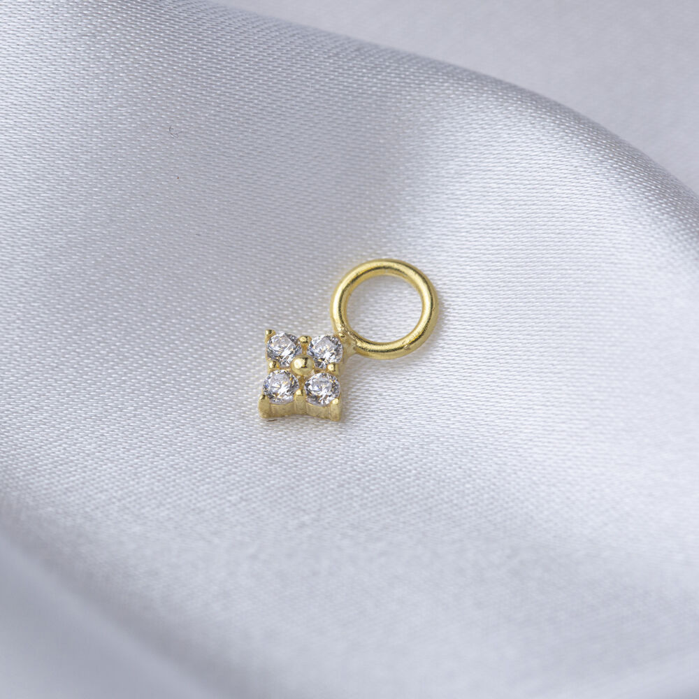 Geometric Shape Shiny Zircon Stone Single Earring Charm 925 Sterling Silver Jewelry