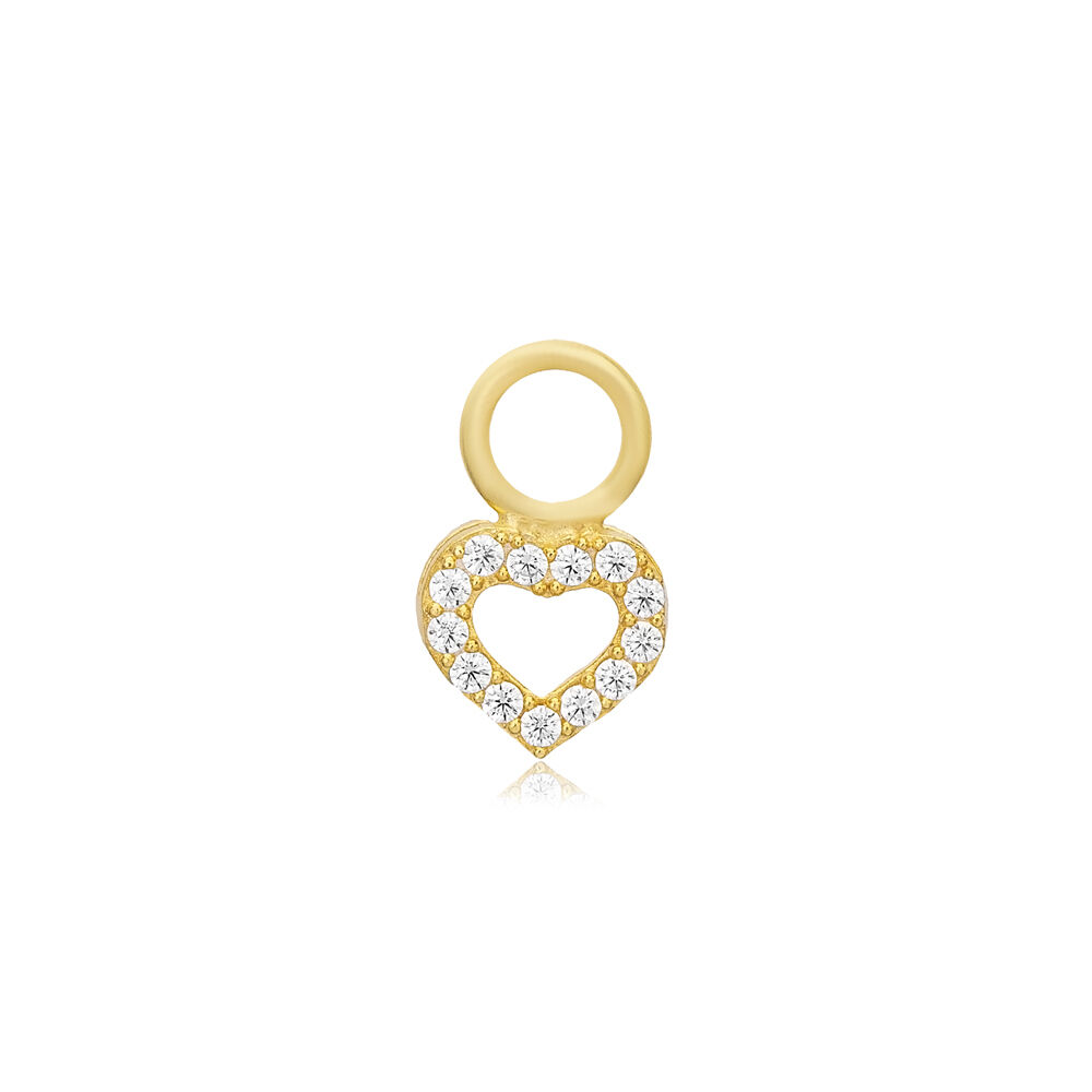 Hollow Heart Shape Zircon Stone Single Earring Charm 925 Sterling Silver Jewelry