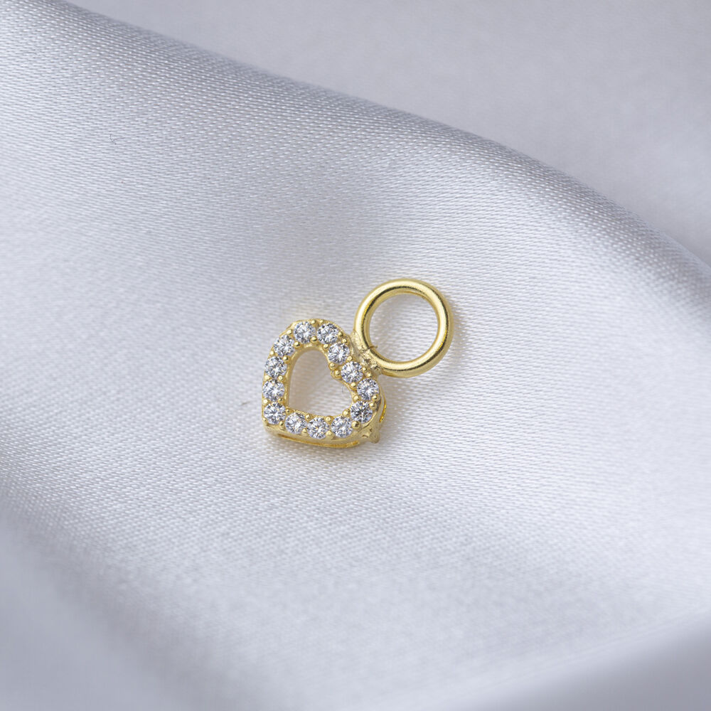 Hollow Heart Shape Zircon Stone Single Earring Charm 925 Sterling Silver Jewelry