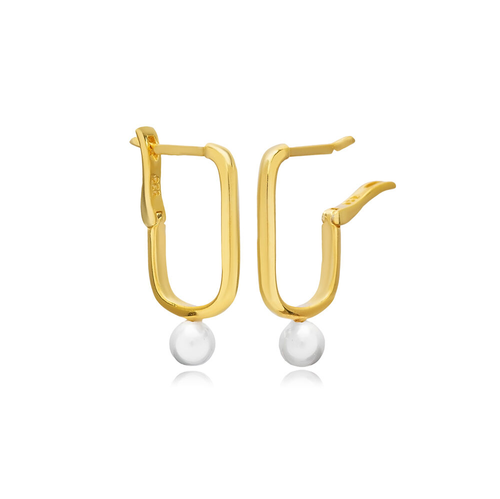 Elegant Pearl Design Hollow Earrings Turkish Handmade Wholesale 925 Sterling Silver Jewelry