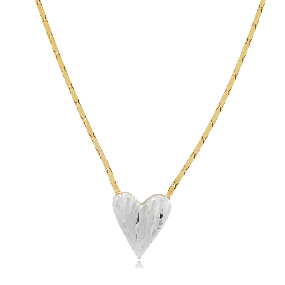 Heart Shape Charm Necklace Love Collection Turkish Handmade Wholesale 925 Sterling Silver Jewelry