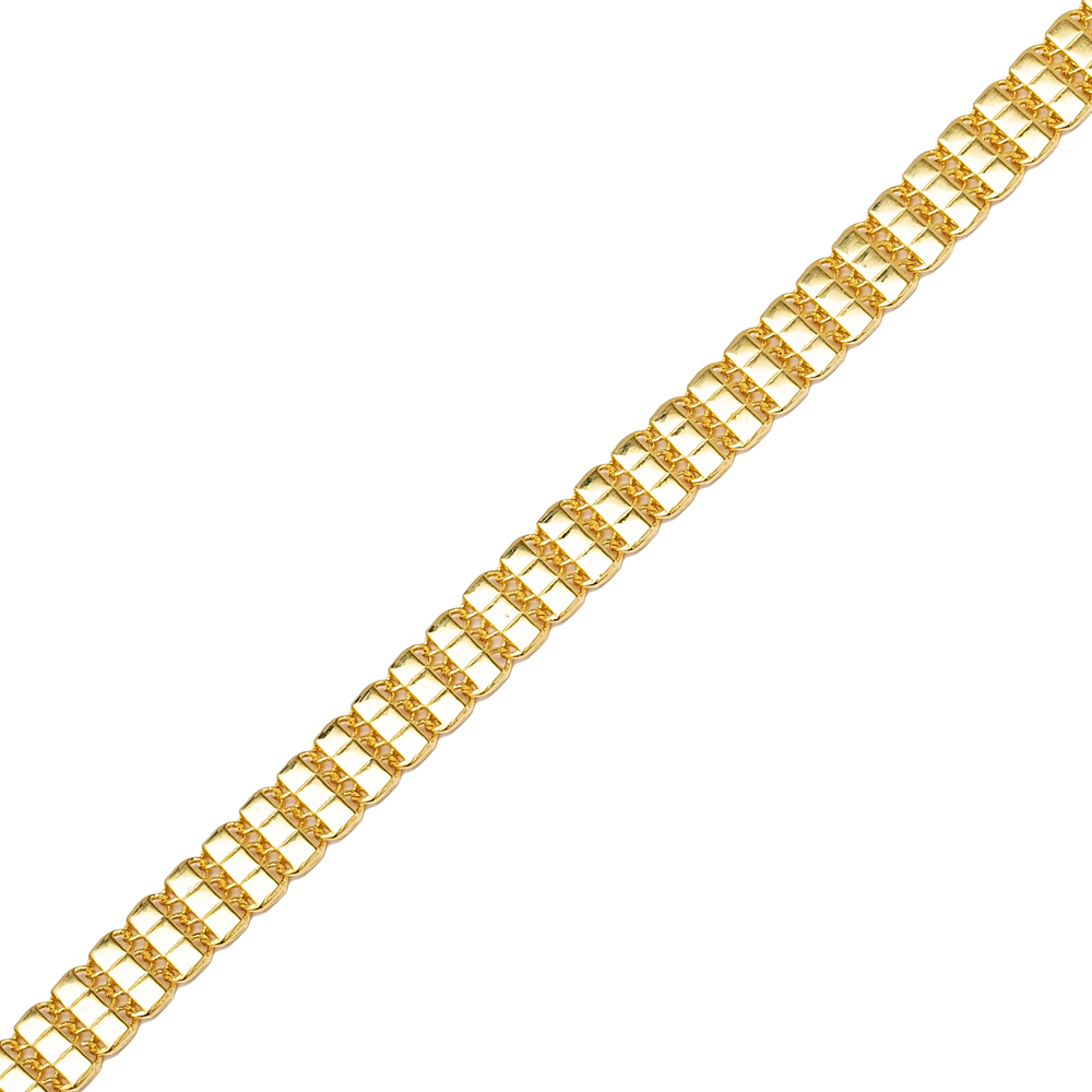 Plain Triple Square Shape Fusion Bracelet Turkish Handmade Wholesale 925 Sterling Silver Jewelry