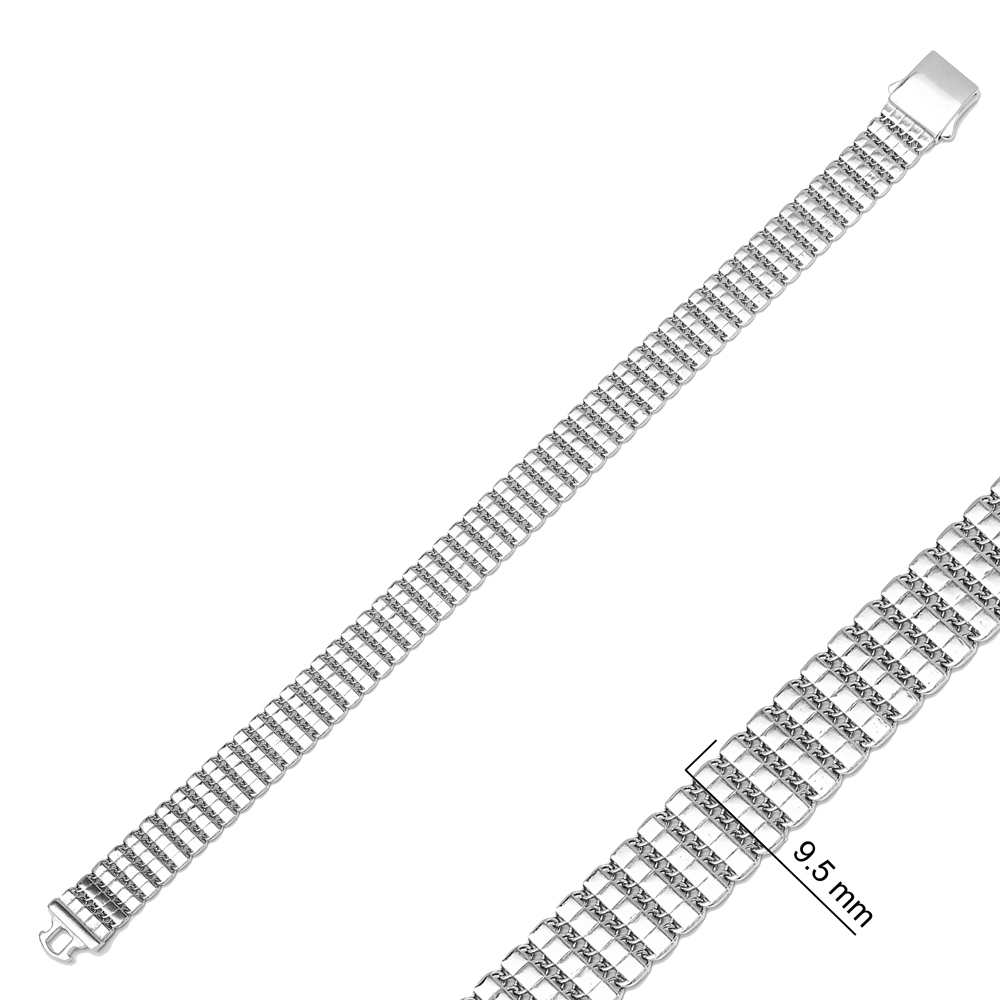 Geometric Square Shape Plain Fusion Bracelet Turkish Handmade Wholesale 925 Sterling Silver Jewelry
