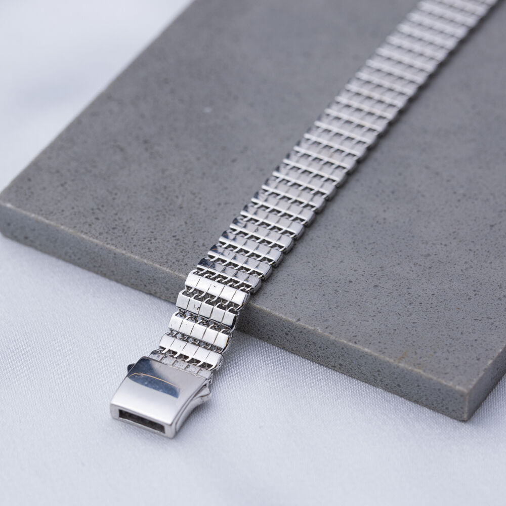 Geometric Square Shape Plain Fusion Bracelet Turkish Handmade Wholesale 925 Sterling Silver Jewelry