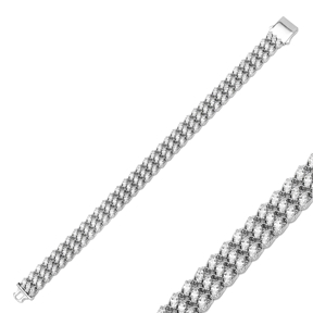 Triple Row Almond Design Fusion Bracelet Turkish Handcrafted Wholesale 925 Sterling Silver Jewelry