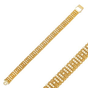 Knitting Design Zircon Stone Fusion Bracelet Turkish Handmade Wholesale 925 Sterling Siver Jewelry
