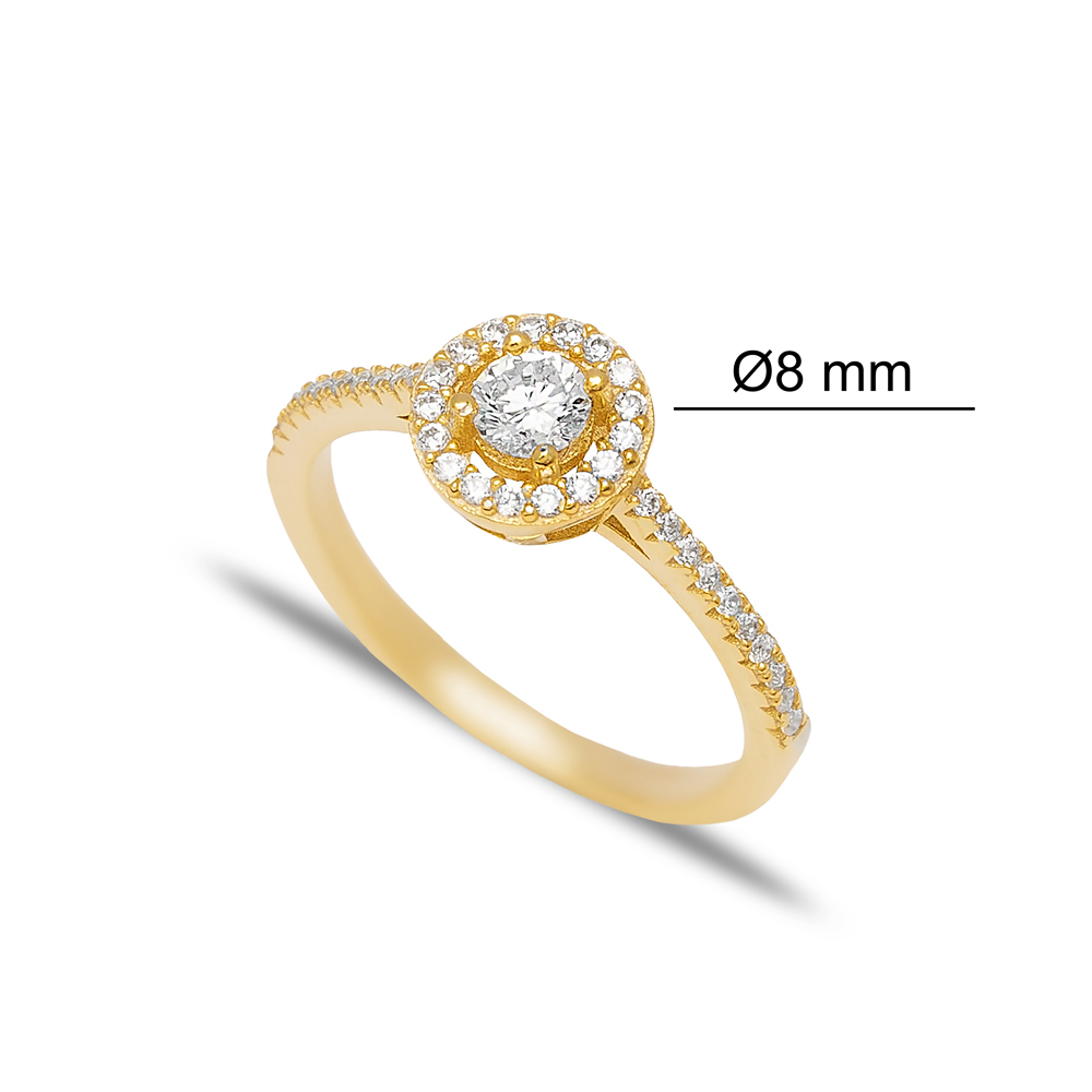 Round Shape Clear Zircon Stone Cluster Ring Turkish Handmade Wholesale 925 Sterling Silver Jewelry
