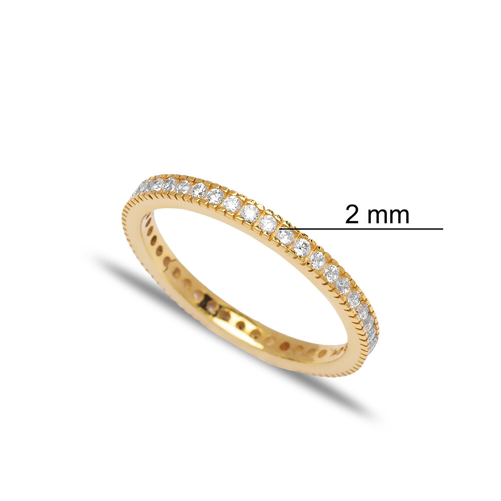 Clear Zircon Stone Woman Band Ring Turkish Handmade Wholesale 925 Sterling Silver Jewelry