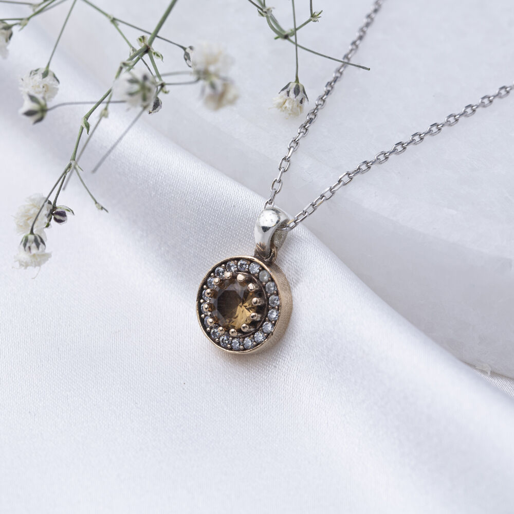 Round Shape Zultanite CZ Stone Authentic Pendant Charm Turkish Handmade Wholesale 925 Sterling Silver Jewelry