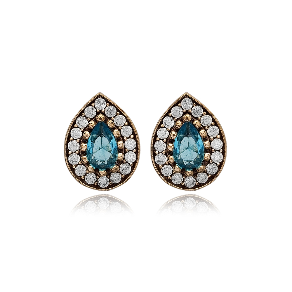 925 SILVER EARRINGS Aquamarine Stone Maestri deals jewels