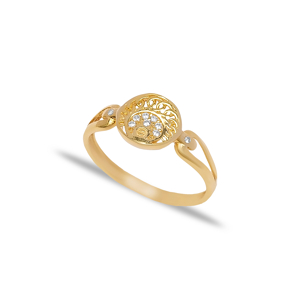 Round Shape Trendy CZ Stone Women Silver Rings Handmade Turkish Wholesale 925 Sterling Jewelry