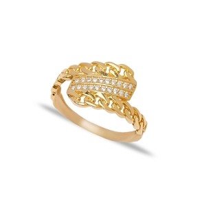 Trendy Unique Braid and CZ Stone Silver Rings Wholesale Turkish 925 Sterling Jewelry