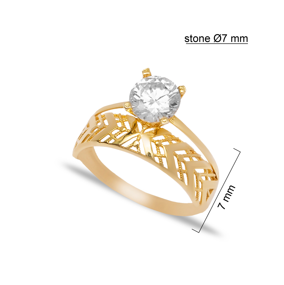 Popular Turkish Women Cubic Zirconia Solitaire Engagement Ring Handmade Wholesale 925 Sterling Silver Jewelry