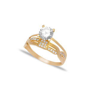 CZ Stone Classic Solitaire Engagement Ring Women Turkish 925 Sterling Wholesale Silver Jewelry