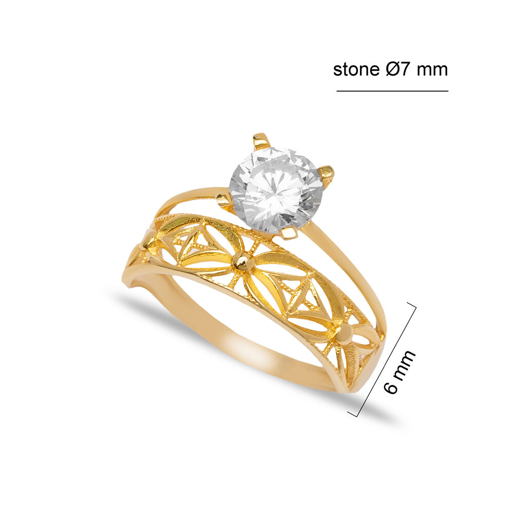 Classic Unique Shape CZ Solitaire Engagement Ring Women Turkish Wholesale 925 Sterling Silver Jewelry