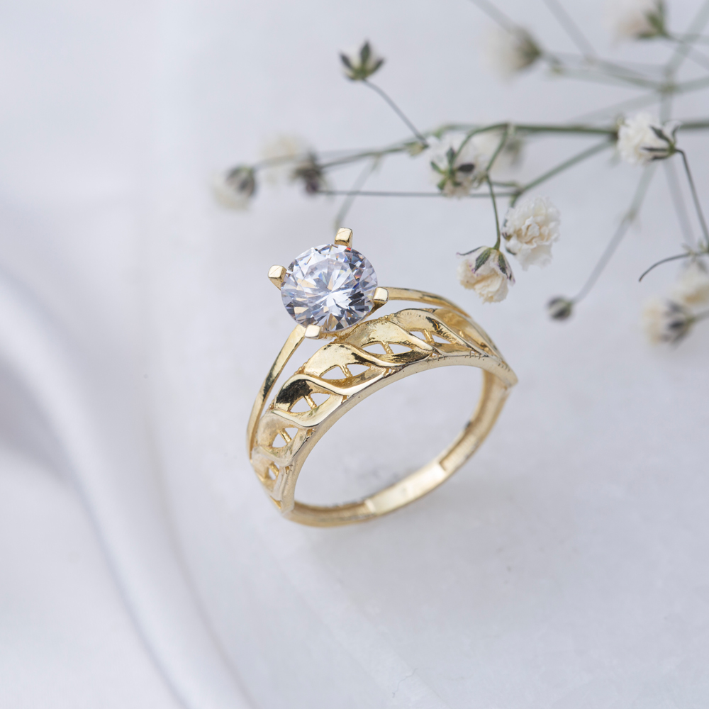 Elegant Double Layer CZ Stone Solitaire Ring Engagement Wholesale 925 Sterling Silver Jewelry