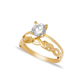 Dainty Cubic Zirconia Stone Solitaire Engagement Ring Double Layer Wholesale Handmade 925 Sterling Silver Jewelry