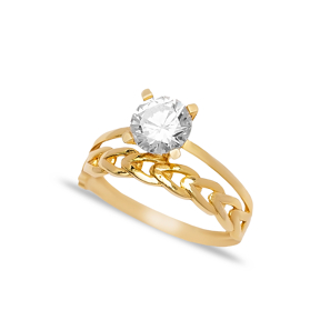Trendy Double Layer Solitaire Engagement Ring Wholesale Turkey Silver Jewelry Manufacturer