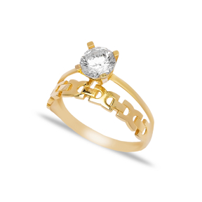 Handcrafted Turkish Jewellery Engagement Solitaire Ring Double Layer 925 Wholesale Silver Jewelry