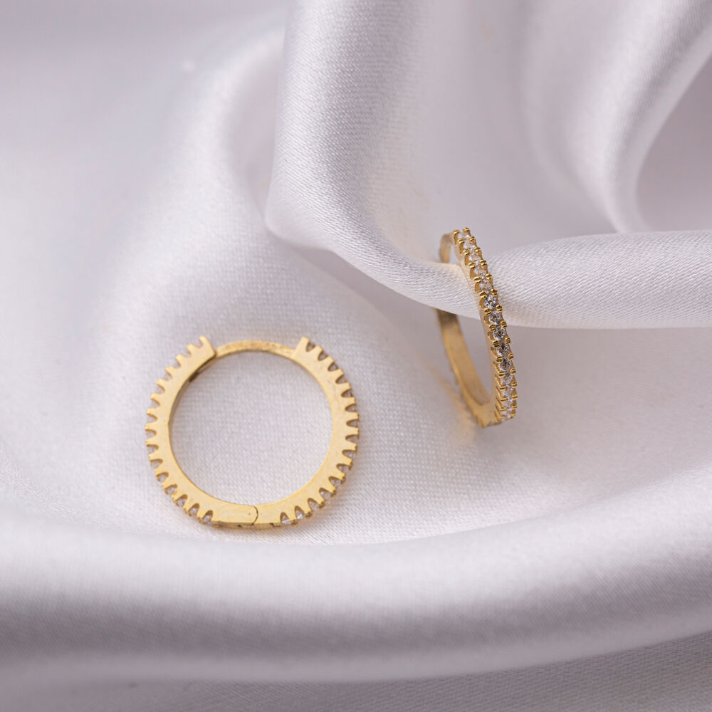 Trendy Classic Hoop 16 mm Clear Cubic Zircon Dainty Earrings Women 925 Sterling Wholesale Silver Jewelry