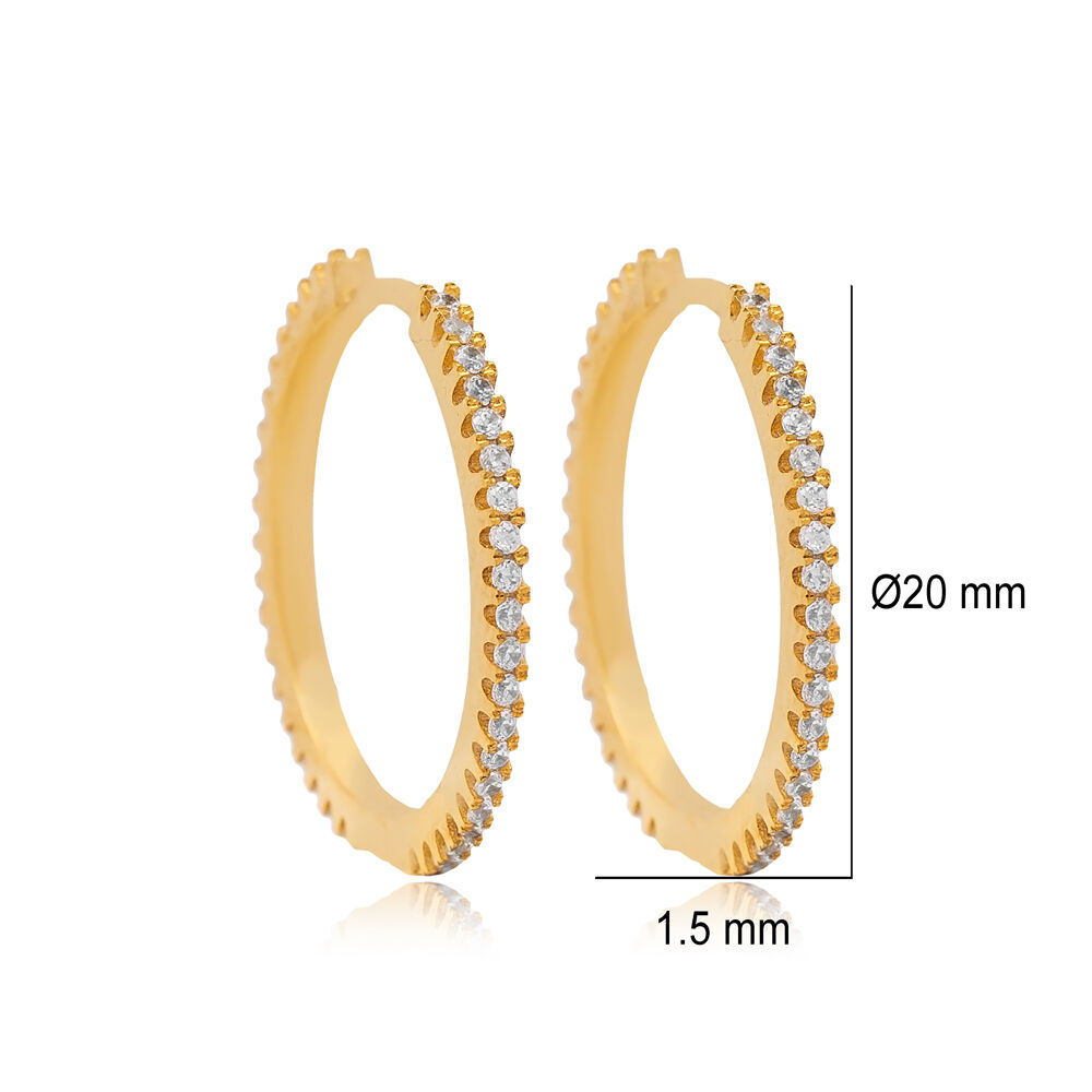Best Selling Hoop 20 mm Clear Cubic Zircon Dainty Earrings Women 925 Sterling Wholesale Silver Jewelry