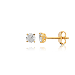 Minimalist 4 mm Round Clear Cubic Zircon Stone Stud Earrings Wholesale Handmade 925 Sterling Silver Jewelry