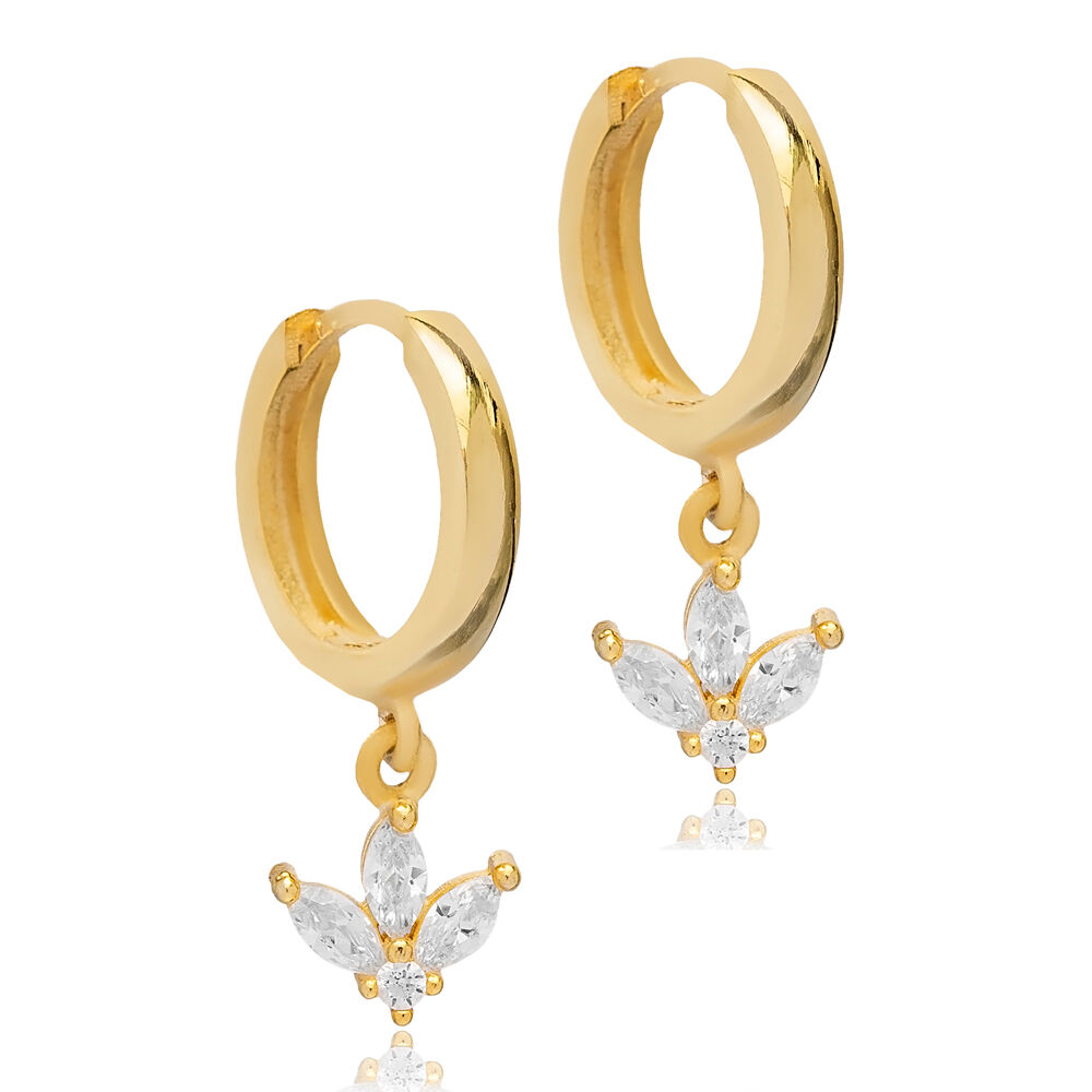 Elegant Marquise Cut Clear Cubic Zircon Stone Earrings Women Turkish Wholesale Silver Jewelry