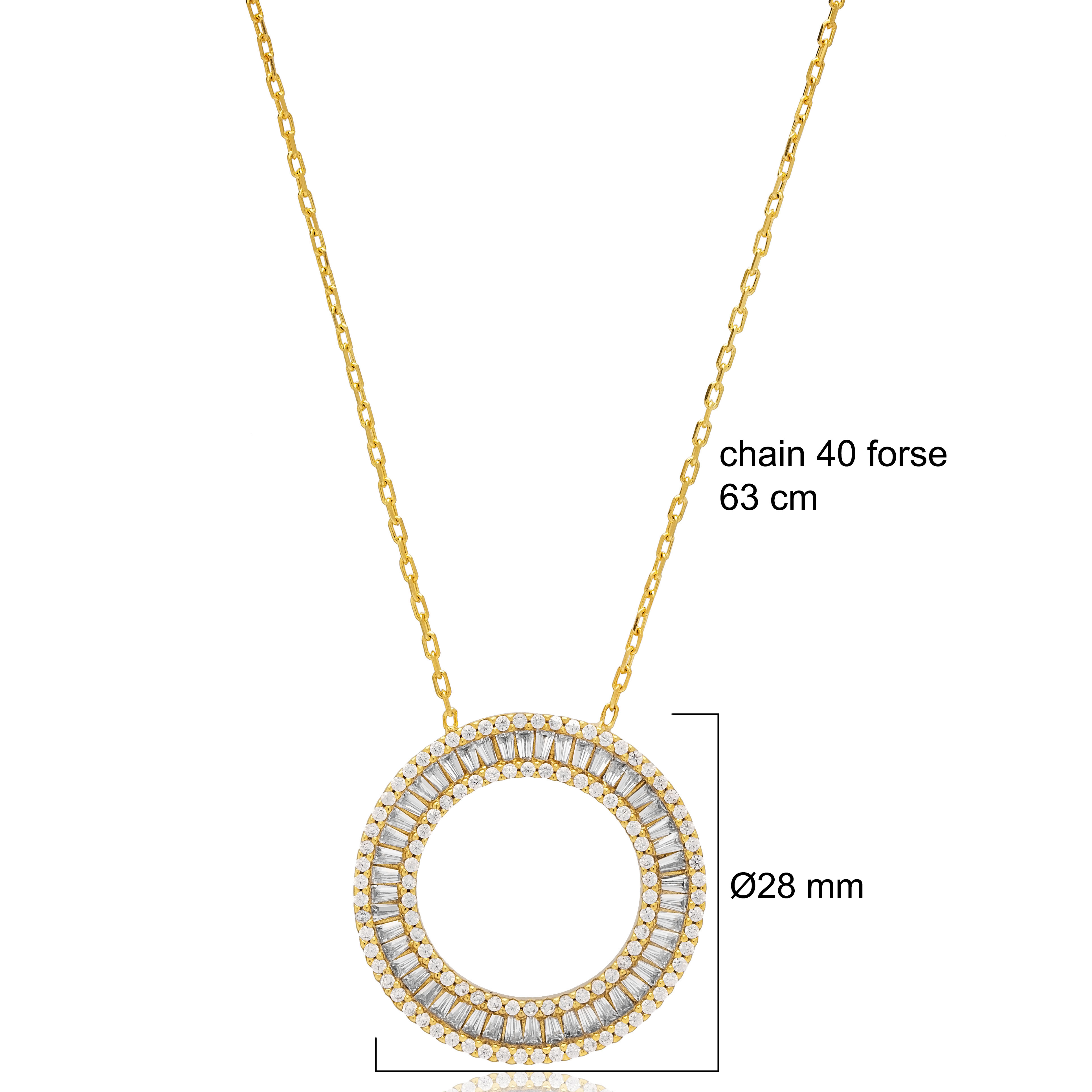 Hollow Round Design Cubic Zircon Charm Necklace Pendant Wholesale 925 Sterling Silver Jewelry