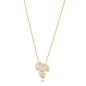 Dainty Flower Design Cubic Zircon Charm Necklace Pendant Wholesale Handmade Sterling Silver Jewelry