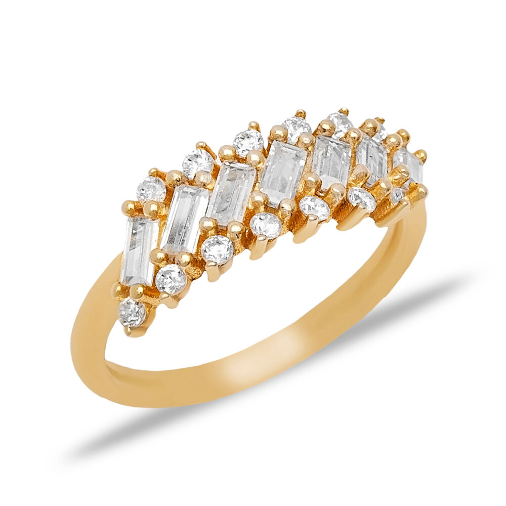 Elegant Cubic Zircon Stone Baguette Design Women Cluster Ring 925 Wholesale Silver Jewelry