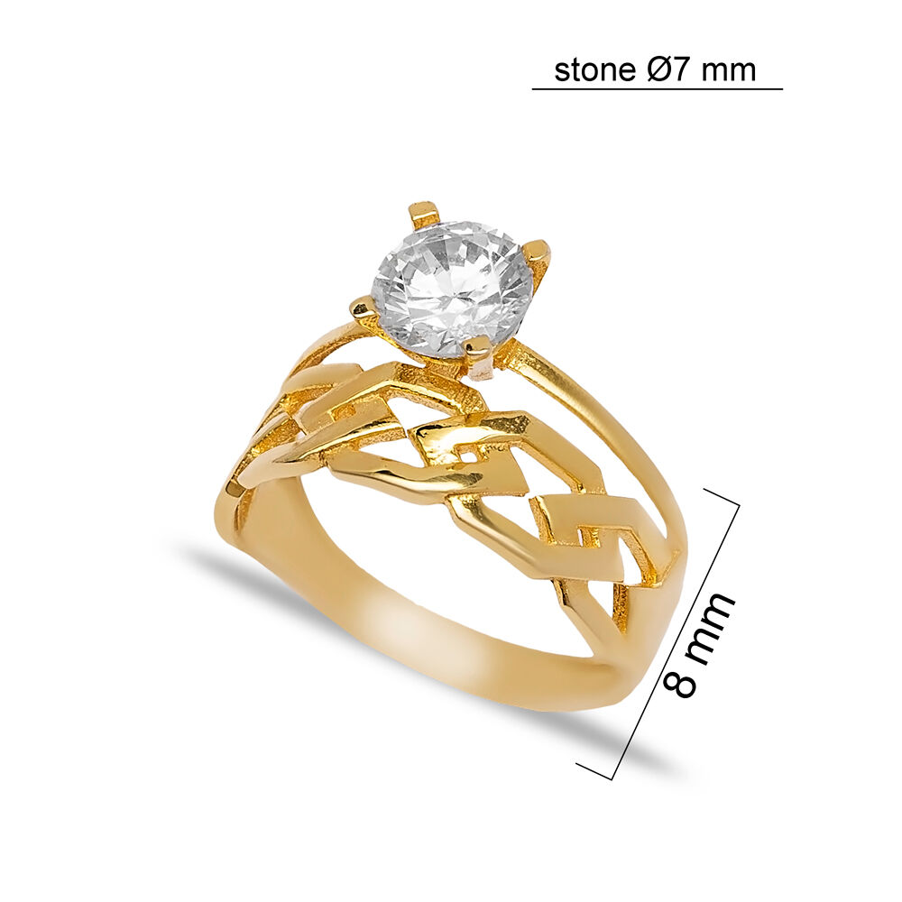 Cubic Zirconia Stone Turkish Engagement Solitaire Ring Double Layer 925 Sterling Wholesale Jewelr