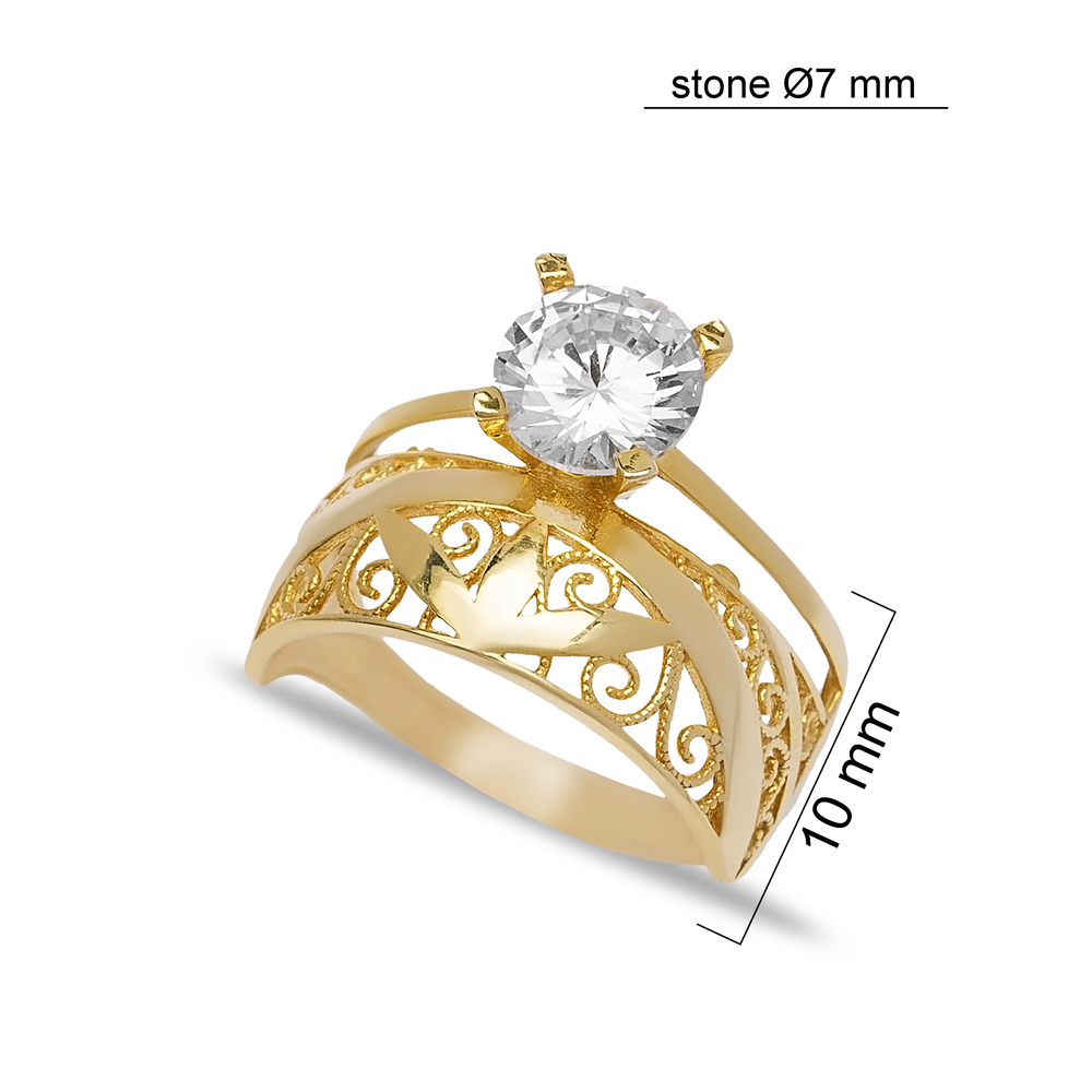 Wholesale Dainty Design Solitaire Ring Engagement CZStone Handmade 925 Sterling Silver Jewelry