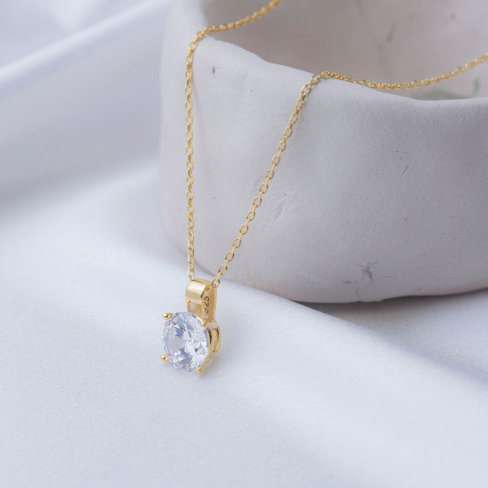 Clear Cubic Zircon Stone Square Design Charm Necklace Turkish Handcraft 925 Sterling Silver Jewelry