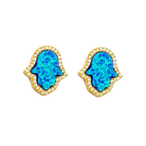 Opal Hamsa Stud Earring Jewelry