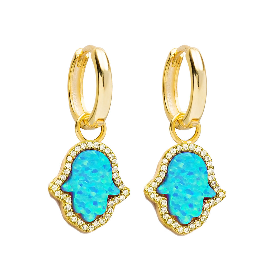 Opal Hamsa Hoop Earring Jewelry
