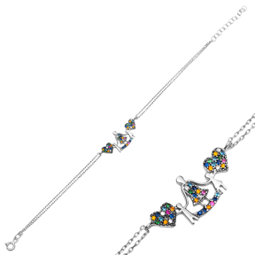 Mother Girl and Boy Mix Stone Model Bracelet