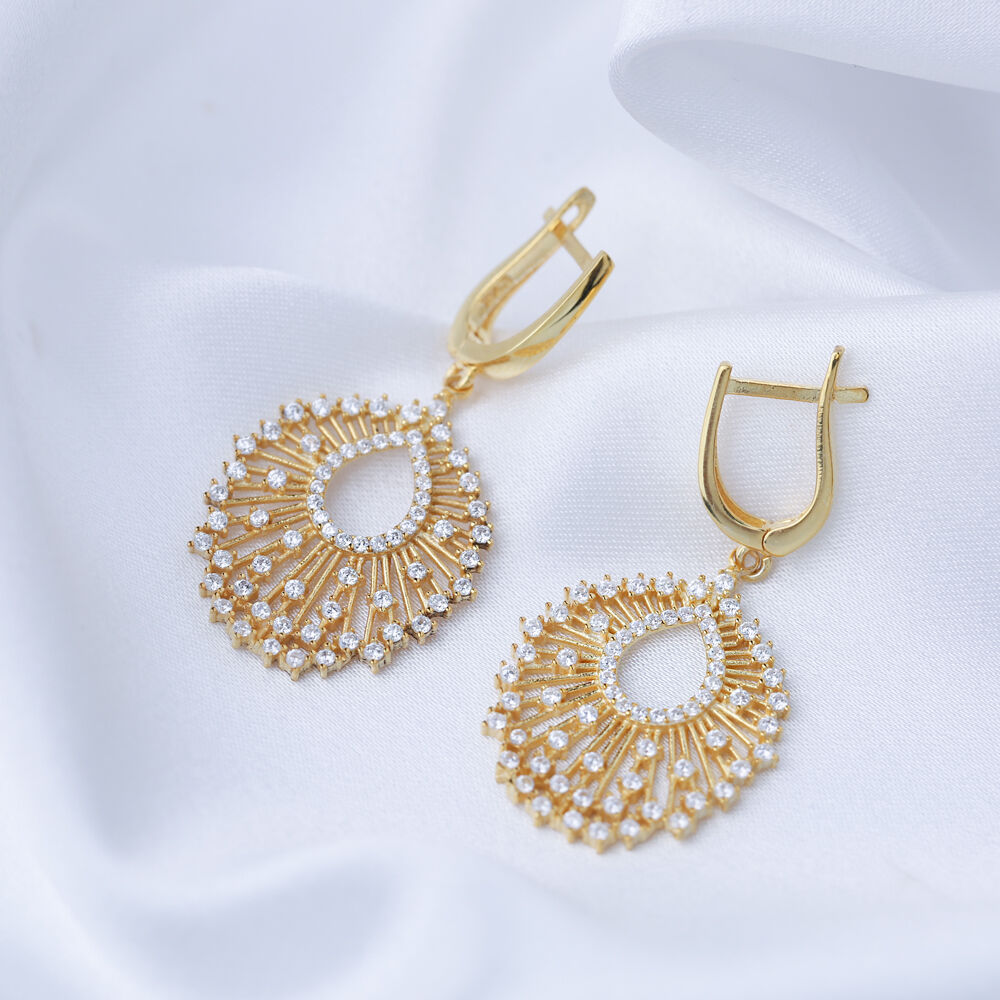 Cubic Zircon Baquette Hoop Earrings Turkish Handcrafted Wholesale 925 Sterling Silver Jewelry